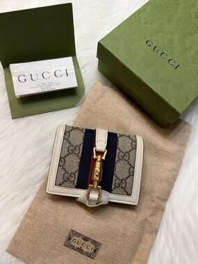 GUCCI GG Supreme Canvas Jackie 1961 French Flap Bifold Wallet